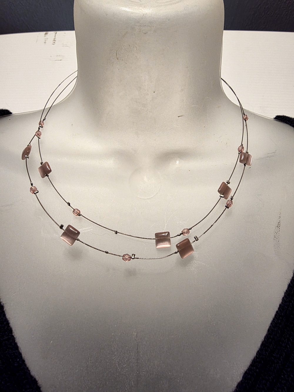Soft Pink Fairy Coquette Multi Strand Wired Beaded Necklace
